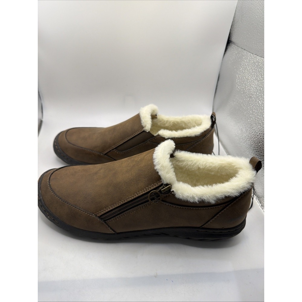 JSPORT Women's ELENOR Memory Foam Faux Shearling‎ Shoes Brown Size 11